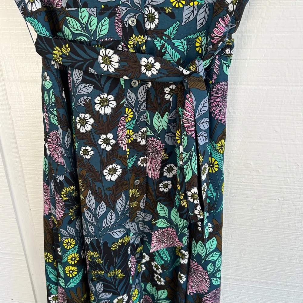 J. Crew Floral Print Dress - Black, Purple, Green - Picture 8 of 14